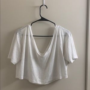 A.L.C. Linen, Deep V Neck Cropped Tee